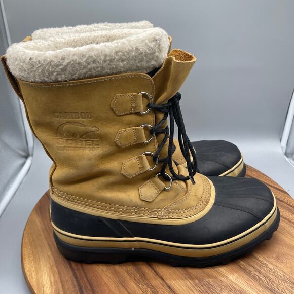 Sorel Caribou Snow Boots Mens Size 11 Brown Nubuck Waterproof